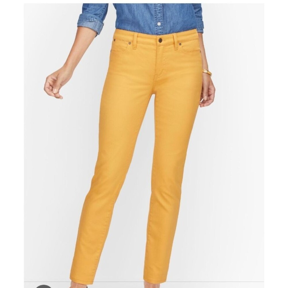 Talbots Flawless High Waist Yellow Slim Ankle Pants Size 2  Stretch Preppy
